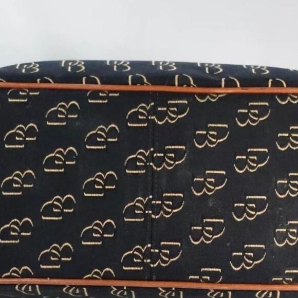 Dooney & Bourke PRE-LOVED Signature Logo DB Black Canvas & Brown Leather… - Picture 5 of 14
